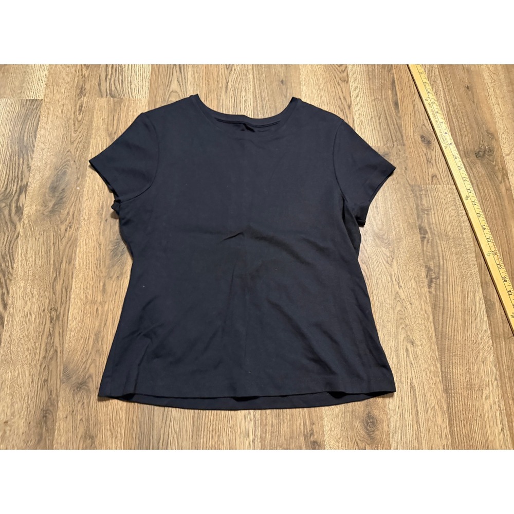 Adrienne Vittadini Shirts Womens Size Large Black Short Sleeve Scoop Neck